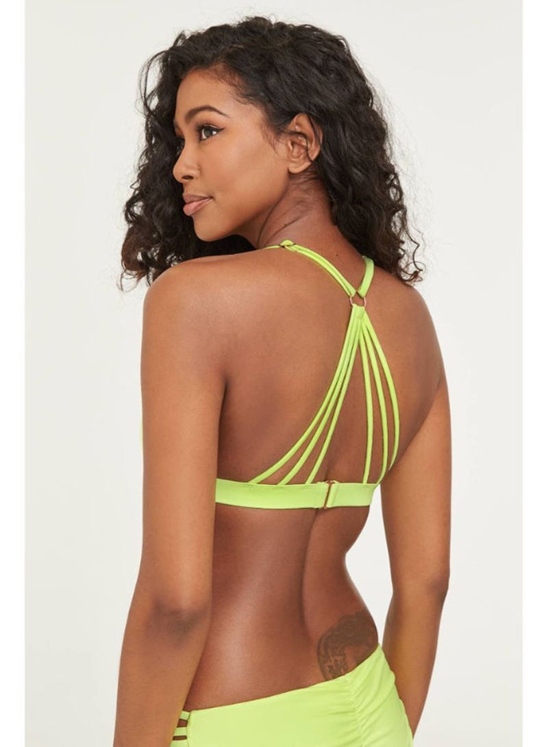 Ardene - Microfiber Swim Top Crossed Straps Hook Closure Light Green - Image 1