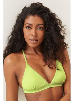 Microfiber Swim Top Crossed Straps Hook Closure Light Green