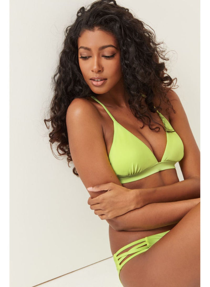 Ardene - Microfiber Swim Top Crossed Straps Hook Closure Light Green - Image 1
