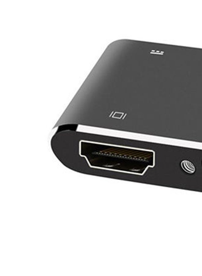 5-In-1 Type-C To HDMI 4K Adapter VGA Cable Audio USB 3.0 PD Converter HUB Black
