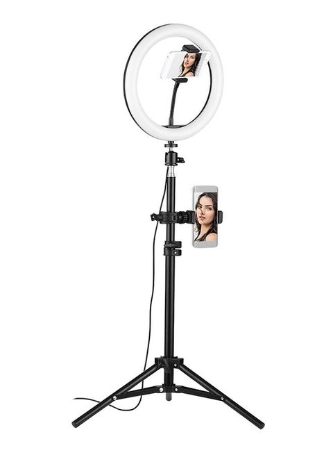 10 inch Ring Light With Tripod Stand And 360° Phone Holder Black/White/Silver