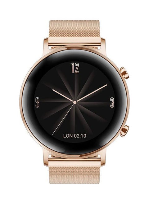 180.0 mAh GT2 Smartwatch Elegant Edition Rose Gold Milanese Strap With 15 Sports Modes Refined Gold