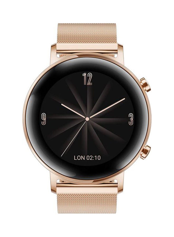 180.0 mAh GT2 Smartwatch Elegant Edition Rose Gold Milanese Strap With 15 Sports Modes Refined Gold