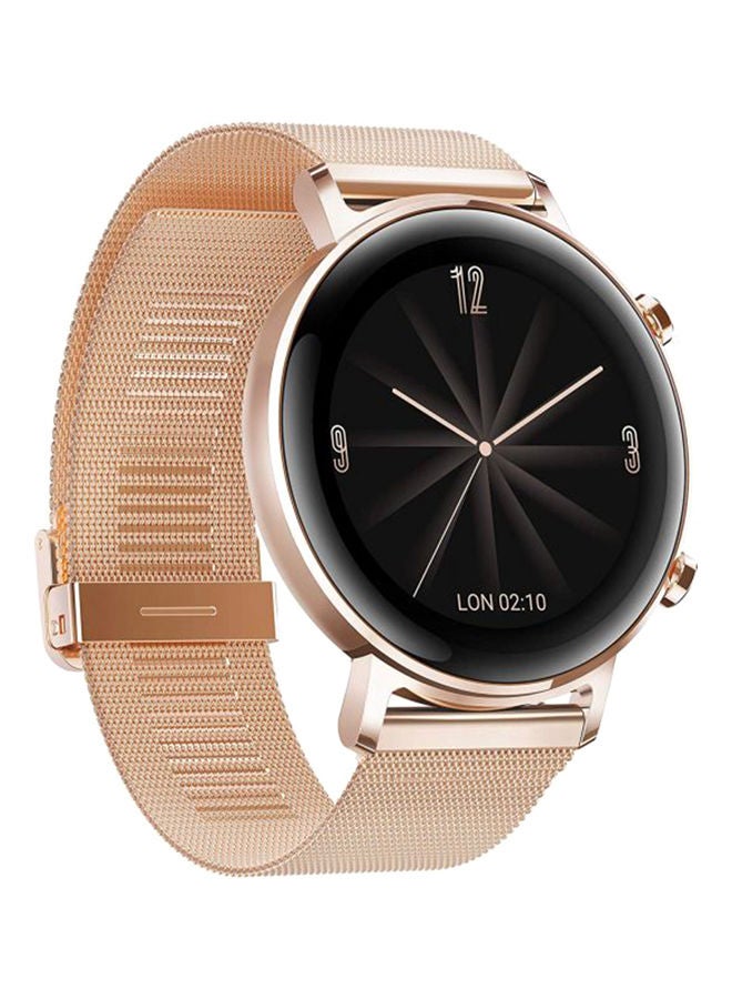 180.0 mAh GT2 Smartwatch Elegant Edition Rose Gold Milanese Strap With 15 Sports Modes Refined Gold
