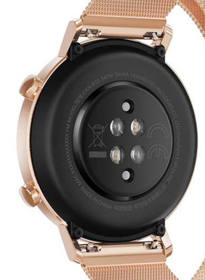 180.0 mAh GT2 Smartwatch Elegant Edition Rose Gold Milanese Strap With 15 Sports Modes Refined Gold