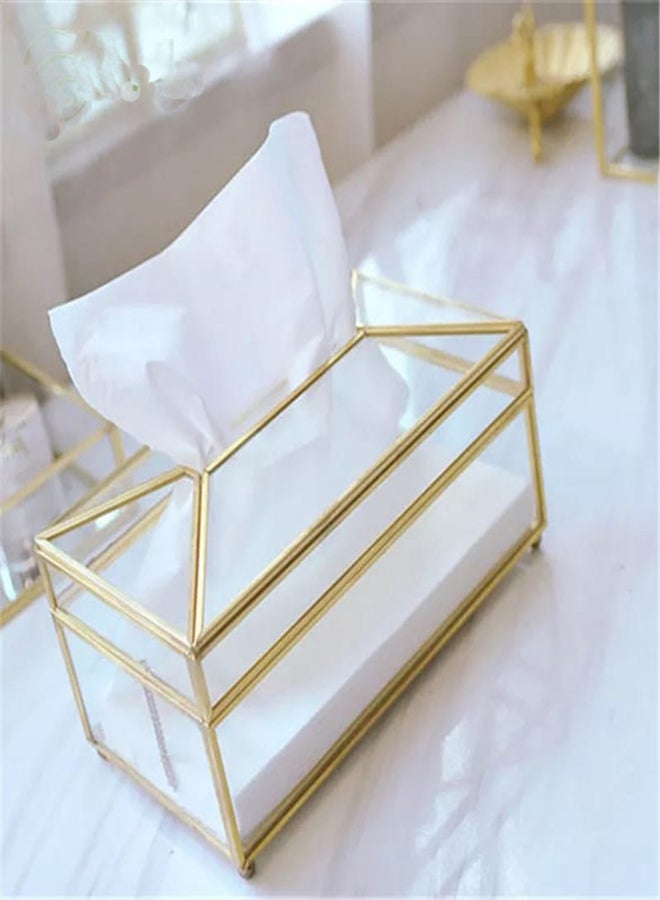 علبة مناديل معدنية عاكسة شفاف/ ذهبي 19.5x11x12Ø³Ù†ØªÙŠÙ…ØªØ± - Image 3