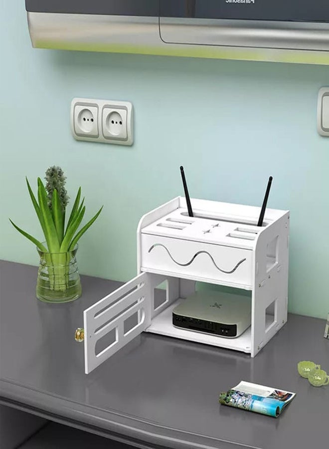 fashionhome Multi Functional Router Storage Box White 24x18x19cm - Image 2