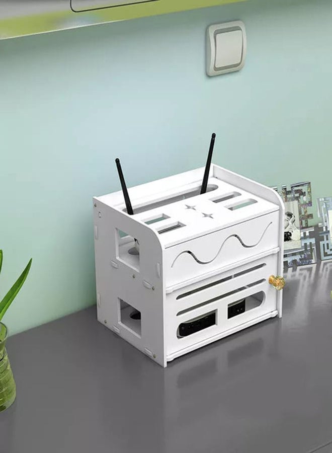 fashionhome Multi Functional Router Storage Box White 24x18x19cm - Image 4