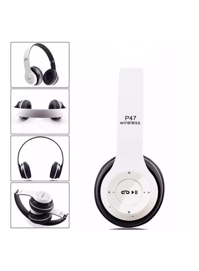 Bluetooth On-Ear Headphones With Mic White/Black  - Image 2