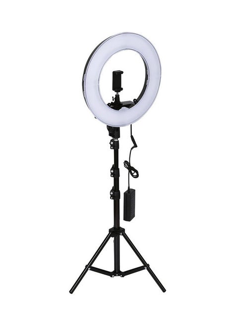 12 inch LED Ring Light With Tripod Stand And Phone Holder Black