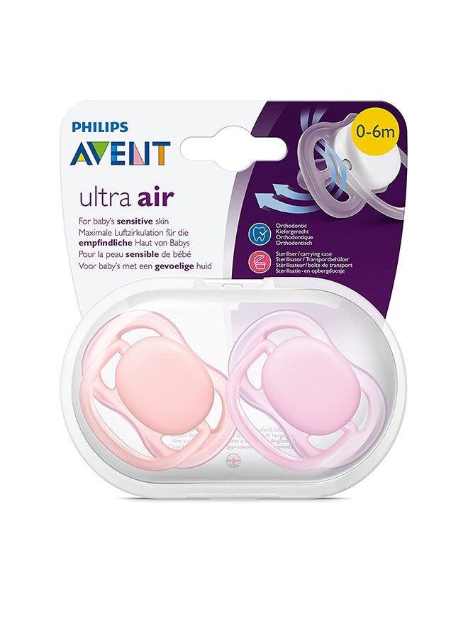 Set Of 2 Soft Soother Orthodontic Shape Silicon Pacifier Assorted, 0-6m - Colour May Vary