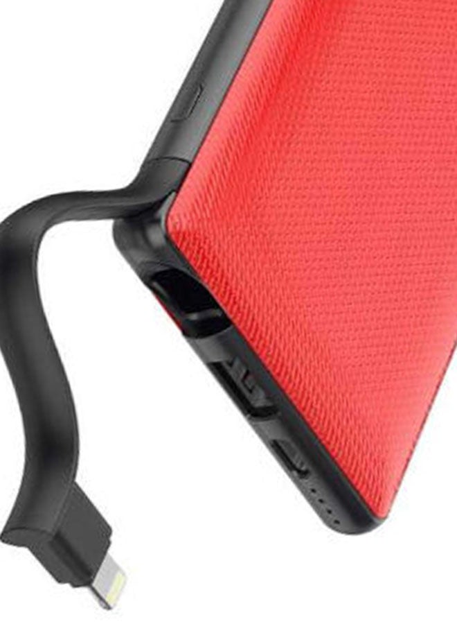 10000.0 mAh 6-In-1 Power Station With Built-In Cable Red/Grey