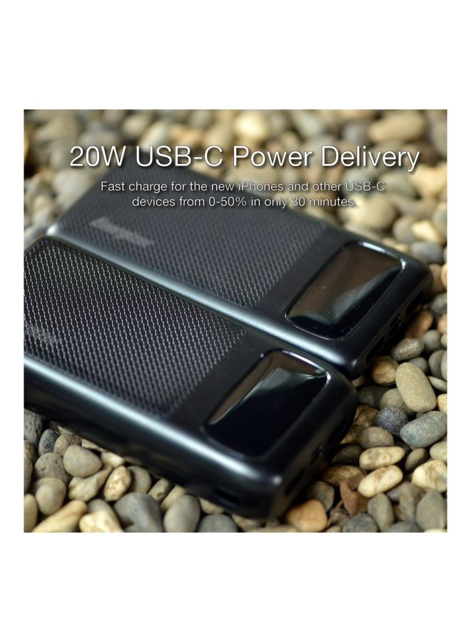 Energizer - 10000 mAh Ultimate Fast Charging Power Bank, Power Delivery For iPhones, 20W Smart USB For Android Devices, LCD Indicator, Dual Outputs - Type-C And USB-A And Dual Inputs- Type-C And MicroUSB Black Black - Image 1