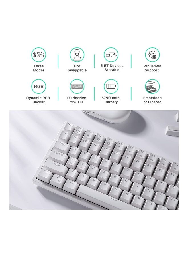 Royal Kludge - RK84 Wireless Bluetooth/2.4Ghz 80% RGB Mechanical Gaming Keyboard, Three Modes Connectable Keyboard with Hot-Swappable Tactile Blue Switch - Image 1