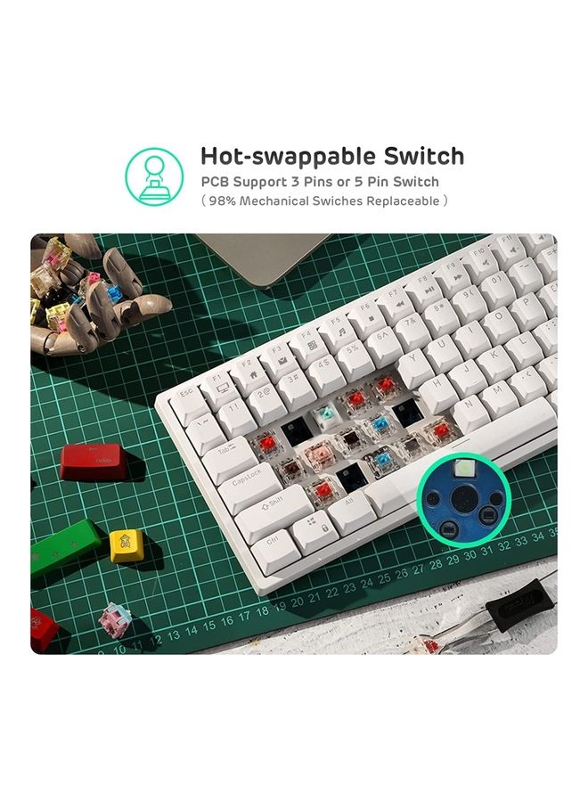 Royal Kludge - RK84 Wireless Bluetooth/2.4Ghz 80% RGB Mechanical Gaming Keyboard, Three Modes Connectable Keyboard with Hot-Swappable Tactile Blue Switch - Image 1