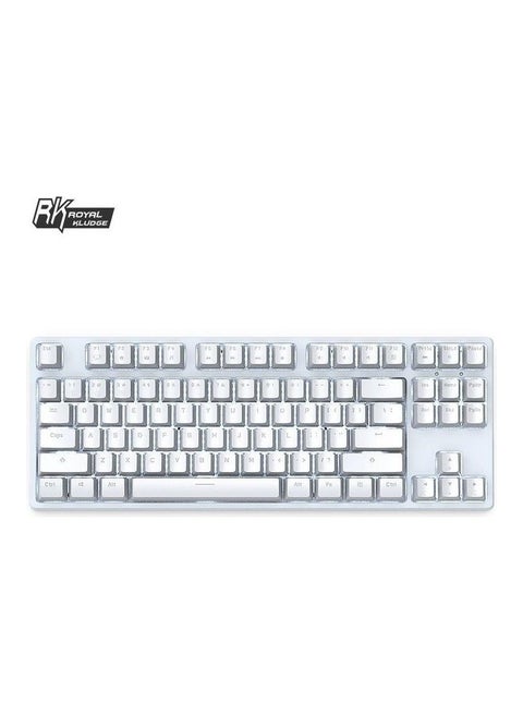 RK987 Hot-Swappable Mechanical Keyboard Brown Switch 87 Keys White LED Backlight Tenkeyless Gaming Keyboard, 3 Mode 2.4G/Wired/Wireless Bluetooth Gaming/Office -White