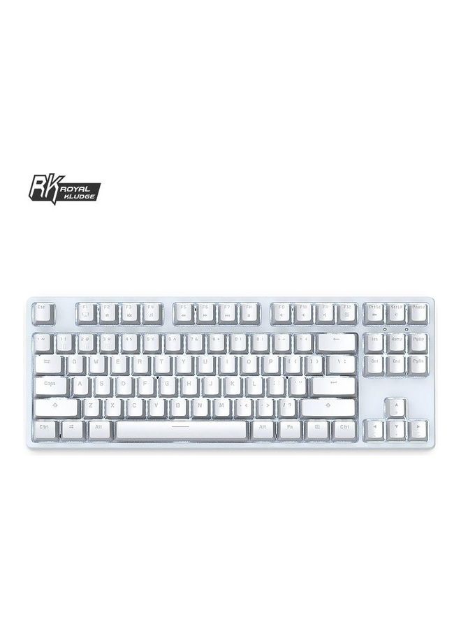 RK987 Hot-Swappable Mechanical Keyboard Brown Switch 87 Keys White LED Backlight Tenkeyless Gaming Keyboard, 3 Mode 2.4G/Wired/Wireless Bluetooth Gaming/Office -White