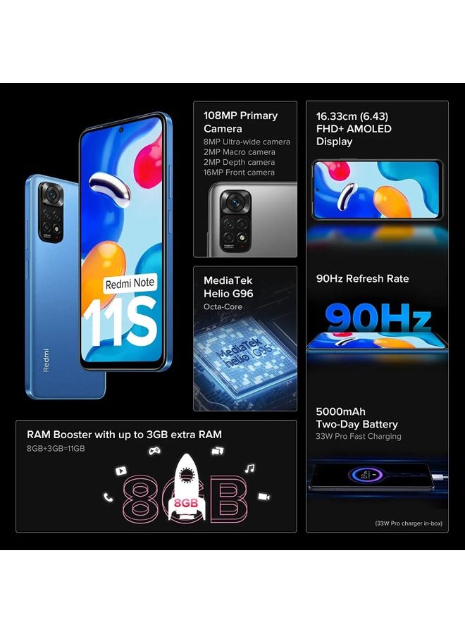Xiaomi - Redmi Note 11S 4G Dual SIM Horizon Blue 8GB RAM 128GB - Indian Version - Image 1