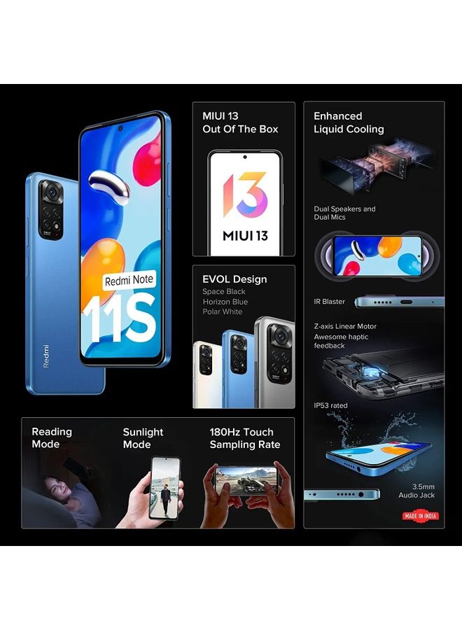 Xiaomi - Redmi Note 11S 4G Dual SIM Horizon Blue 8GB RAM 128GB - Indian Version - Image 1
