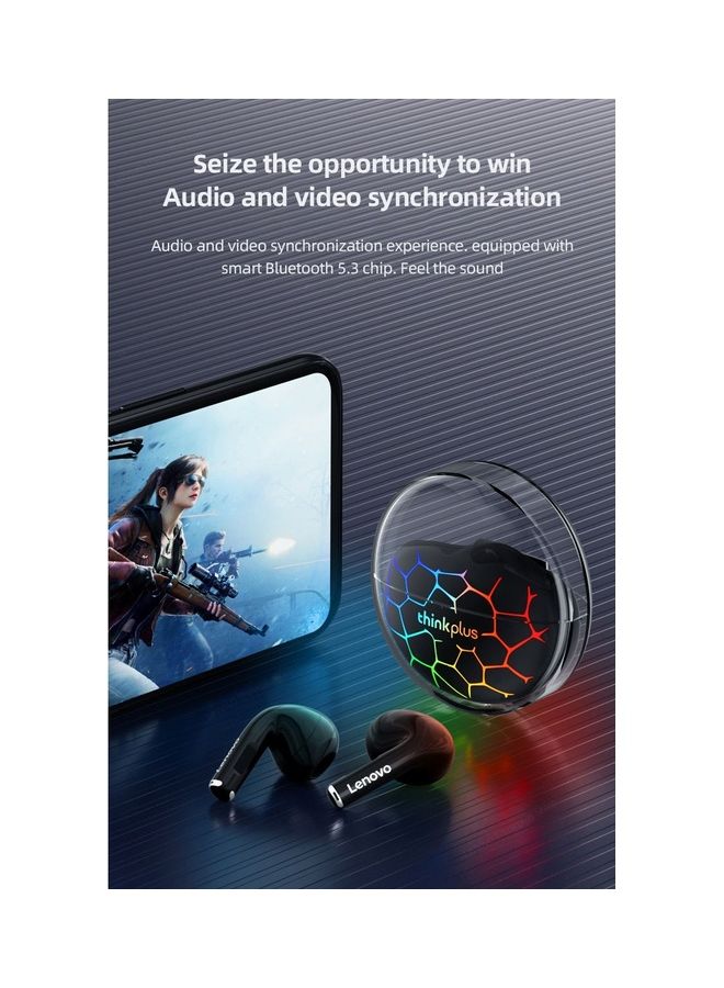 Lenovo - Thinkplus LP80 Pro TWS Bluetooth Headphones RGB Light Wireless Earphone Low Latency Gaming Earbuds Sports Headset Black - Image 1