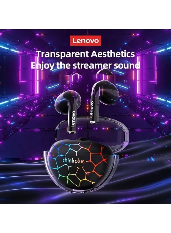 Lenovo - Thinkplus LP80 Pro TWS Bluetooth Headphones RGB Light Wireless Earphone Low Latency Gaming Earbuds Sports Headset Black - Image 1