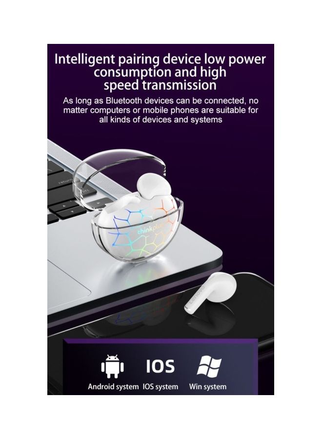 Lenovo Thinkplus LP80 Pro TWS Bluetooth Headphones RGB Light Wireless Earphone Low Latency Gaming Earbuds Sports Headset White - Image 3
