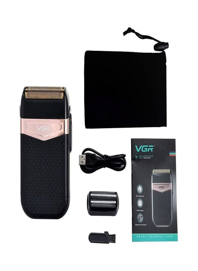 VGR - V-331 Twin Blade Foil Shaver Beard Trimmer Professional Rechargeable Cordless Electric Shaver Razor Black/Rose Gold - Image 1