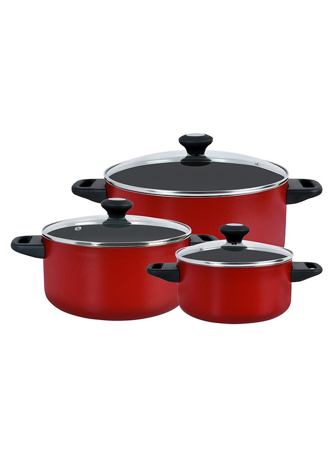 Prestige - 12-Piece Classique Non-Stick Coating Durable Material Stylish and Elegant Design Multipurpose Cookware Set Includes Casserole With Glass Lid 20 cm, Casserole With Glass Lid 24 cm, Casserole With Glass Lid 28 cm, Wok28 cm, Skillet28 cm, Soup Ladle, Skimmer, Solid Spoon, High Backturner Red - Image 1