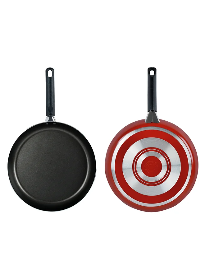 Prestige 12-Piece Classique Non-Stick Coating Durable Material Stylish and Elegant Design Multipurpose Cookware Set Includes Casserole With Glass Lid 20 cm, Casserole With Glass Lid 24 cm, Casserole With Glass Lid 28 cm, Wok28 cm, Skillet28 cm, Soup Ladle, Skimmer, Solid Spoon, High Backturner Red