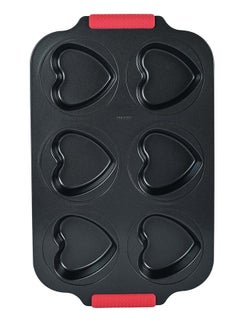 Prestige 6 Piece Heart Muffin Pan Black/Red 25x36.5cm  - Image 2