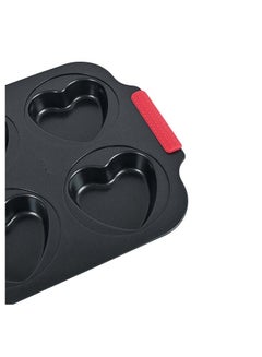 Prestige 6 Piece Heart Muffin Pan Black/Red 25x36.5cm  - Image 4