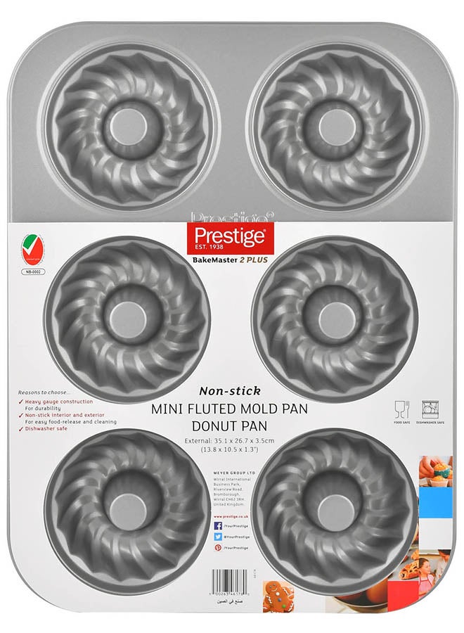 Prestige Bakemaster 2 Non-Stick Mini Fluted Mold Pan Grey 35.1 x 26.7 x 3.5cm  - Image 2