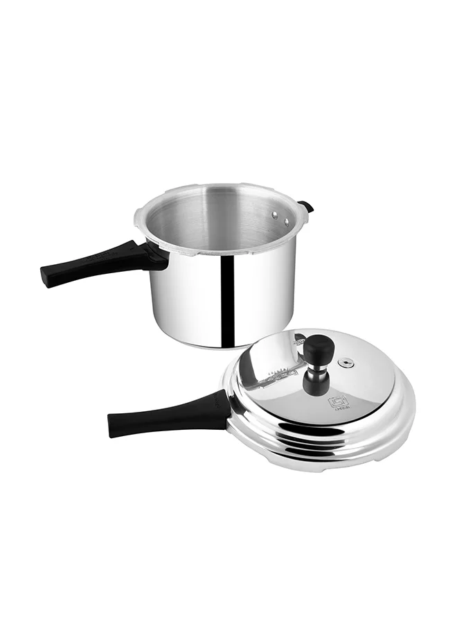 Prestige Popular Aluminium Pressure Cooker with Thick Alpha Base and Sturdy Handles Silver 5Liters