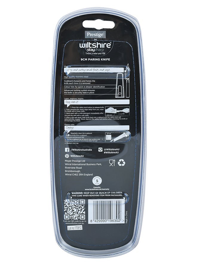 Prestige Stay Sharp Paring Knife Wiltshire Black/Silver/Green 9cm  - Image 2