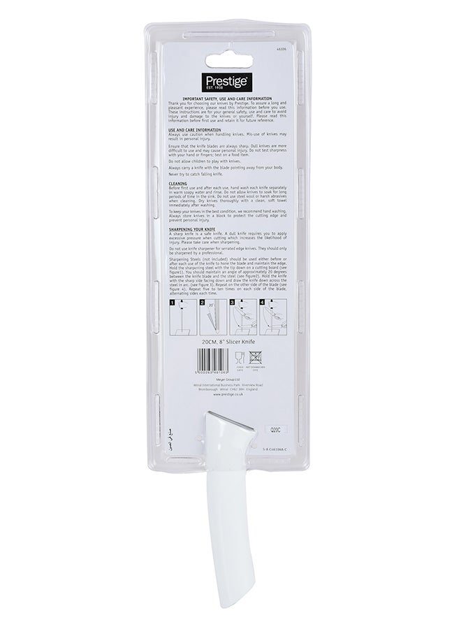Prestige Plastic Basic Advanced 20Cm/8In Slicer Knife, Pr46106, White Silver 8inch  - Image 2