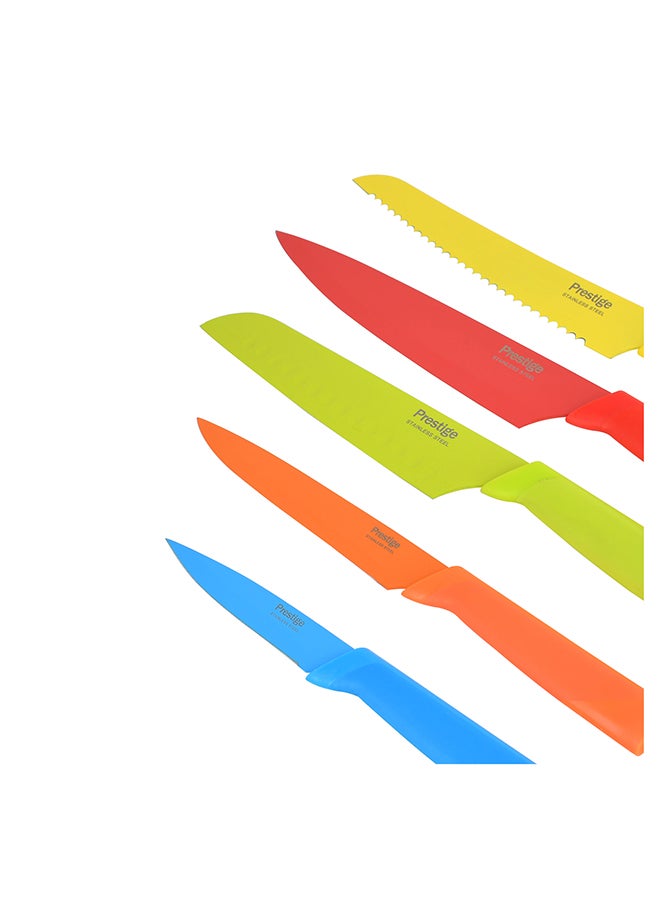 Prestige - 6-Piece Flush Knife Block Set White/Red/Blue - Image 1