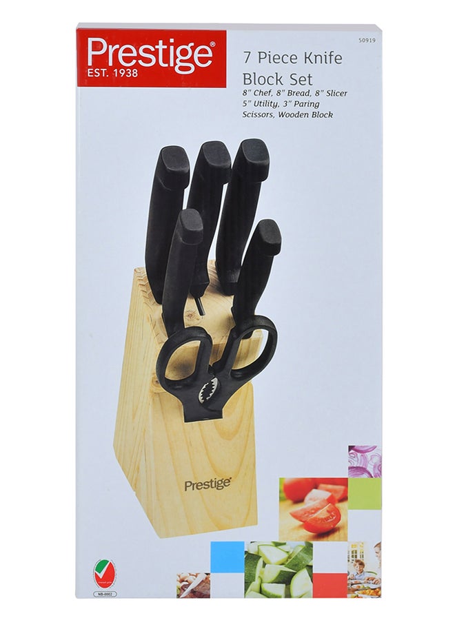 Prestige - 7-Piece Knife Block Set PR50919 Black/Brown/Silver - Image 1