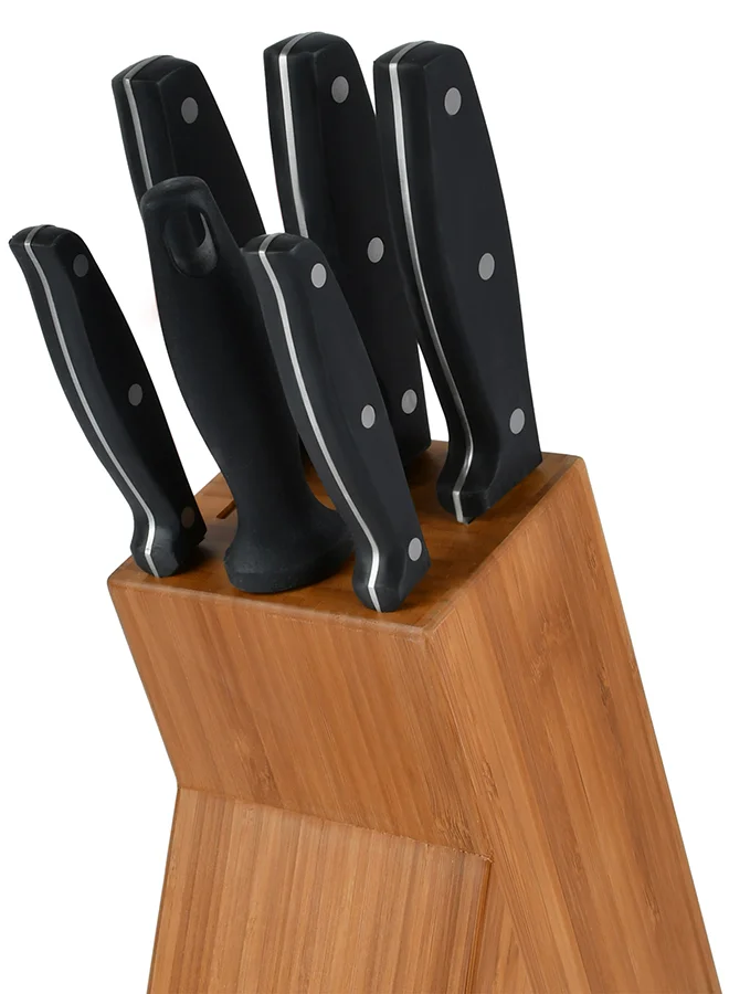 Prestige 7-Piece Complement Knife Block Set Silver/Black/Orange