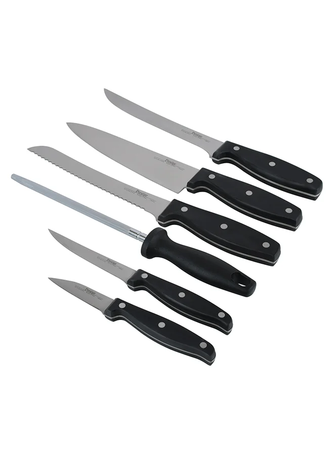 Prestige 7-Piece Complement Knife Block Set Silver/Black/Orange