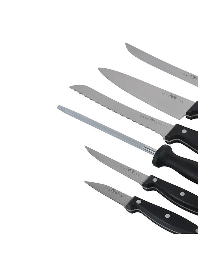 Prestige 7-Piece Complement Knife Block Set Silver/Black/Orange