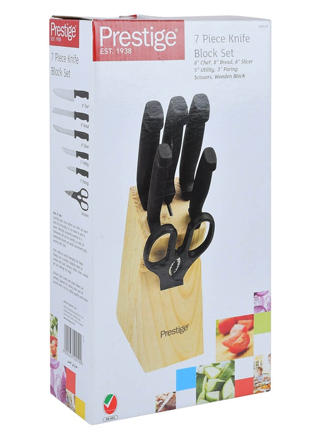 Prestige - 7-Piece Knife Block Set PR50919 Black/Brown/Silver - Image 1