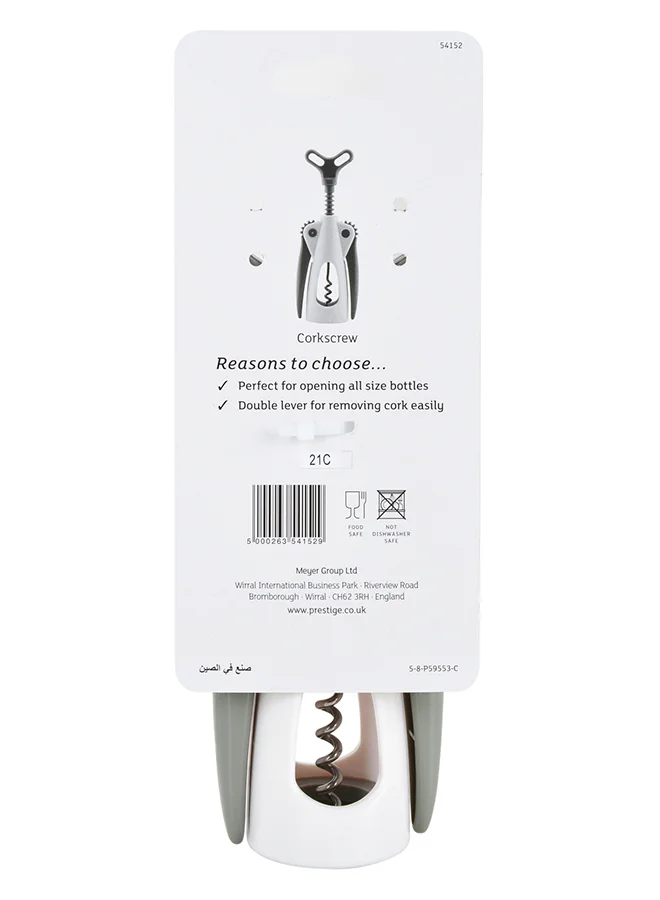 Prestige Plastic Winged Corkscrew Grey/White 24x8.8x1.2cm