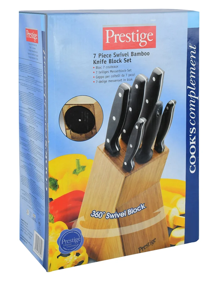 Prestige 7-Piece Complement Knife Block Set Silver/Black/Orange