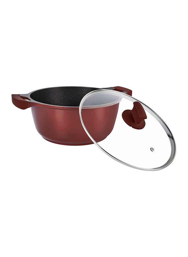 Winsor 9-Piece Non-Stick Cast Aluminium Granite Cookware Set Includes Casserole (2x20,26), Frying Pan (24)cm Burgundy/Clear/Black 24cm  - Image 3