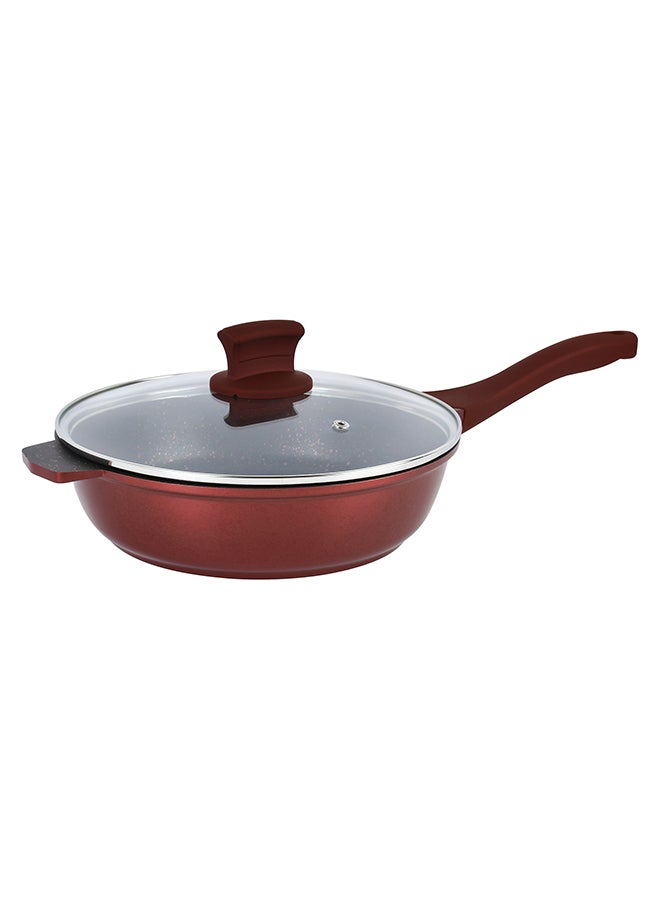Winsor 9-Piece Non-Stick Cast Aluminium Granite Cookware Set Includes Casserole (2x20,26), Frying Pan (24)cm Burgundy/Clear/Black 24cm  - Image 4