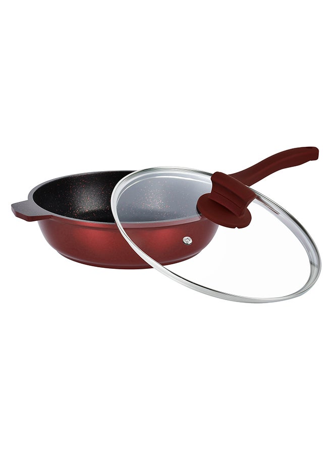 Winsor 9-Piece Non-Stick Cast Aluminium Granite Cookware Set Includes Casserole (2x20,26), Frying Pan (24)cm Burgundy/Clear/Black 24cm  - Image 5