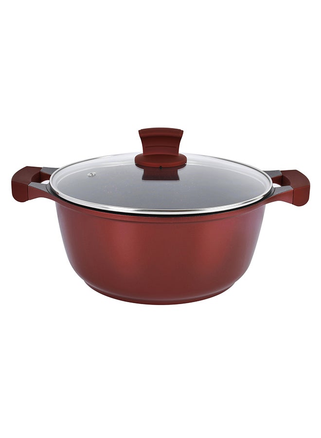 Winsor 9-Piece Non-Stick Cast Aluminium Granite Cookware Set Includes Casserole (2x20,26), Frying Pan (24)cm Burgundy/Clear/Black 24cm  - Image 2