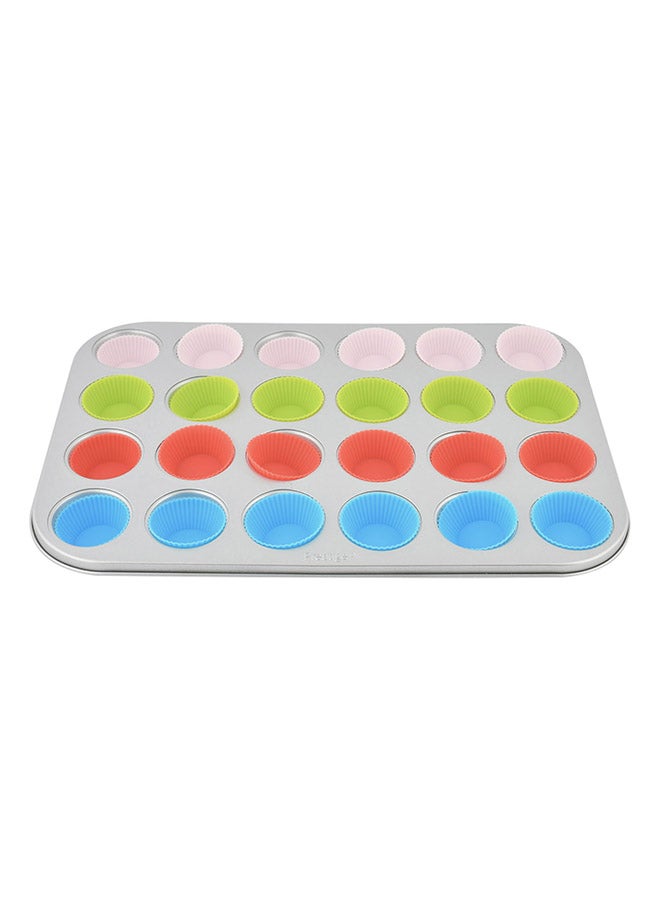 Prestige 24-Cup Mini Muffin Pan Set Grey/White/Green 37.4x23.2x2.8cm  - Image 3