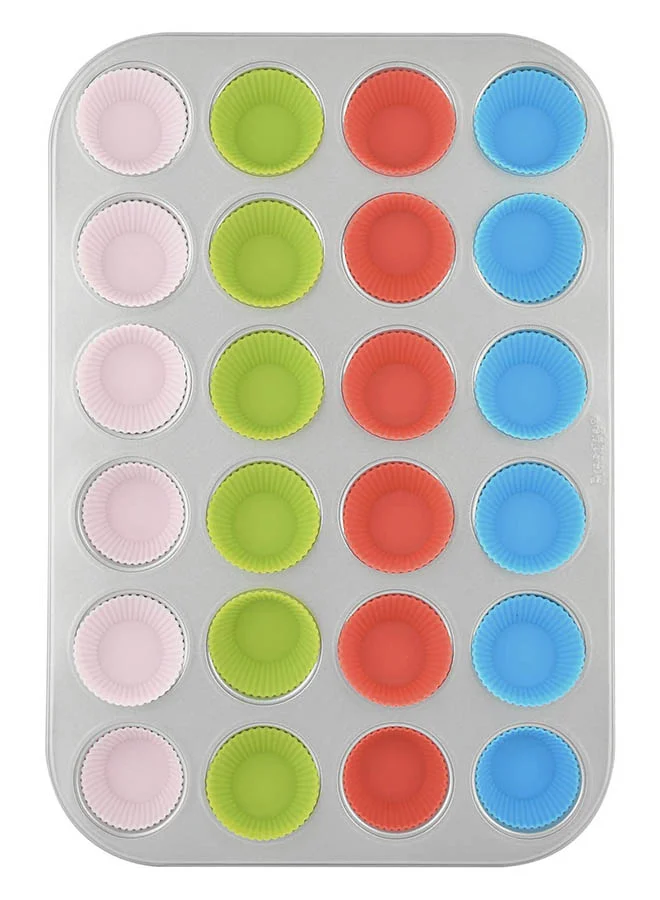 Prestige 24-Cup Mini Muffin Pan Set Grey/White/Green 37.4x23.2x2.8cm