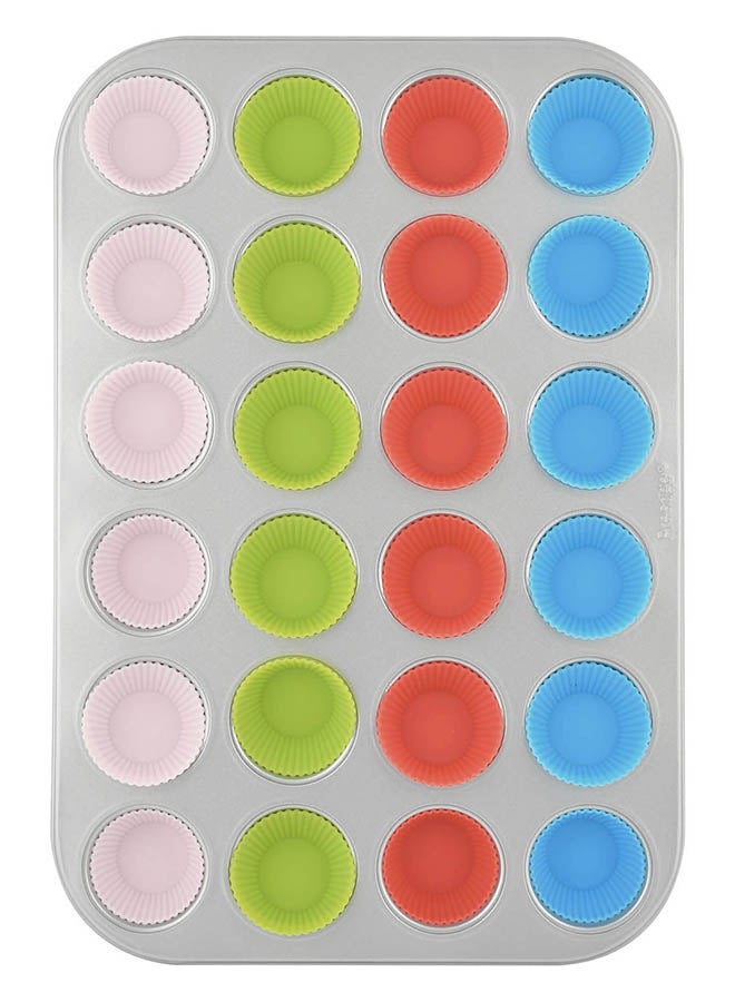Prestige 24-Cup Mini Muffin Pan Set Grey/White/Green 37.4x23.2x2.8cm  - Image 4